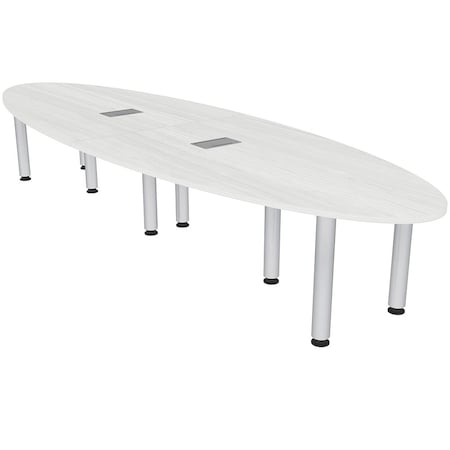 Skutchi Designs 45 in W, 144 in L, 29 in H, Engineered Wood Top, White H-OVL-46143PT-WC-EL